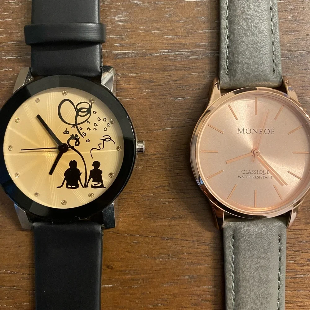 Womens Black and Gray Watches with Gold Accents